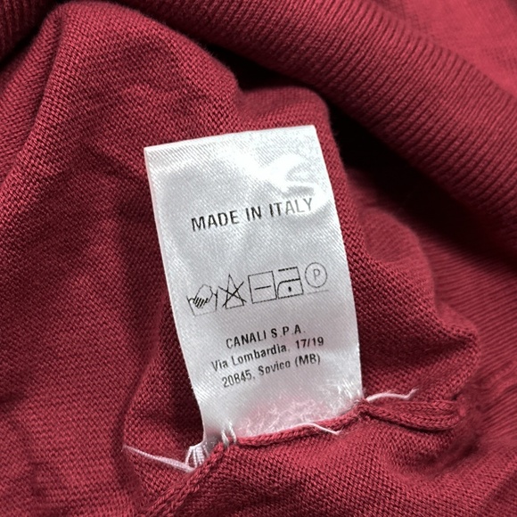 Canali 1934 Wine Red Cotton Knit Short Sleeve Polo Shirt Mens 52 - Picture 8 of 9